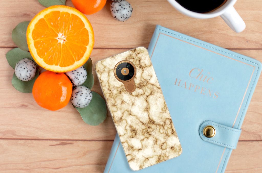 Nokia 5.3 TPU Siliconen Hoesje Marmer Goud B2C Telecom
