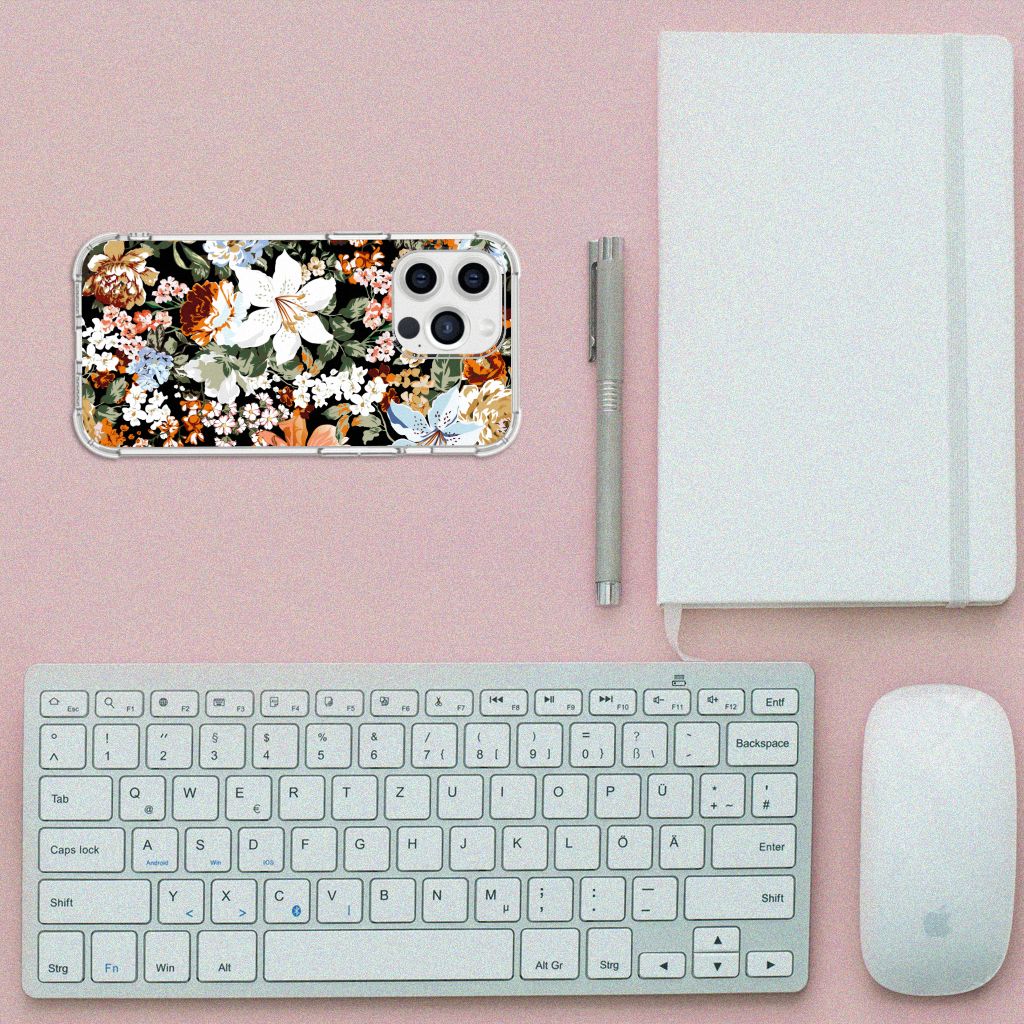 Case voor iPhone 13 Pro Max Dark Flowers - B2C Telecom