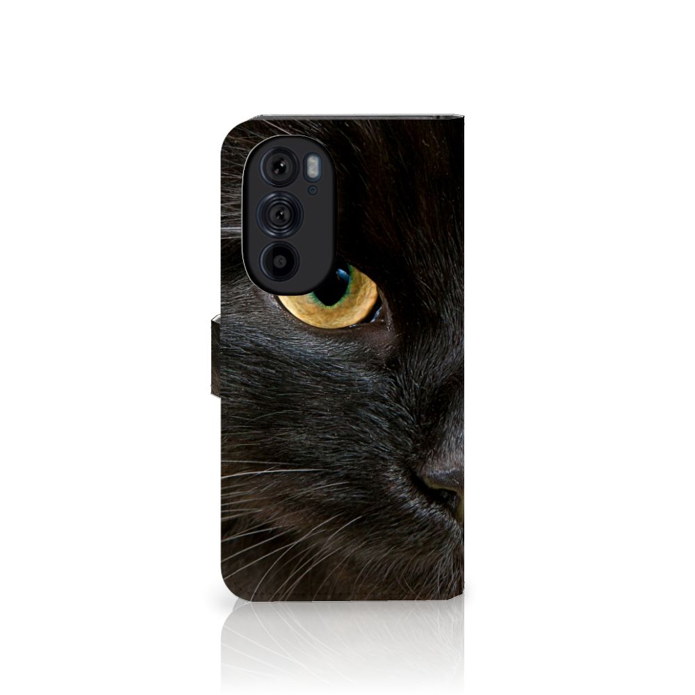 Motorola Edge 30 Pro Telefoonhoesje met Pasjes Zwarte Kat