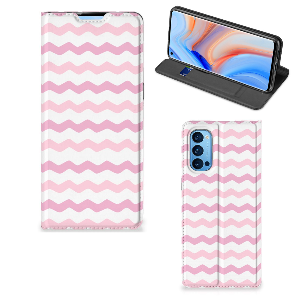 OPPO Reno4 Pro 5G Hoesje met Magneet Waves Roze - B2C Telecom