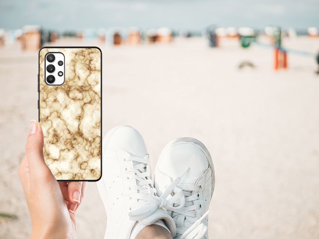 Samsung Galaxy A32 4G | A32 5G Enterprise Editie Marmeren Print Telefoonhoesje Marmer Goud B2C Telecom
