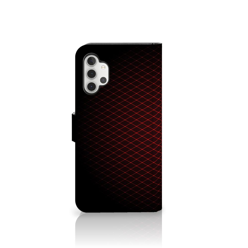 Samsung Galaxy A32 4G Telefoon Hoesje Geruit Rood met geometrisch patroon in zwart en rood.