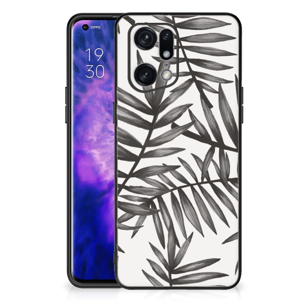 OPPO Find X5 Pro Bloemen Hoesje Leaves Grey