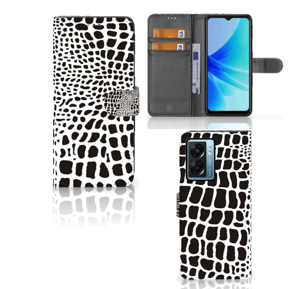 OPPO A77 5G | A57 5G Telefoonhoesje met Pasjes Slangenprint