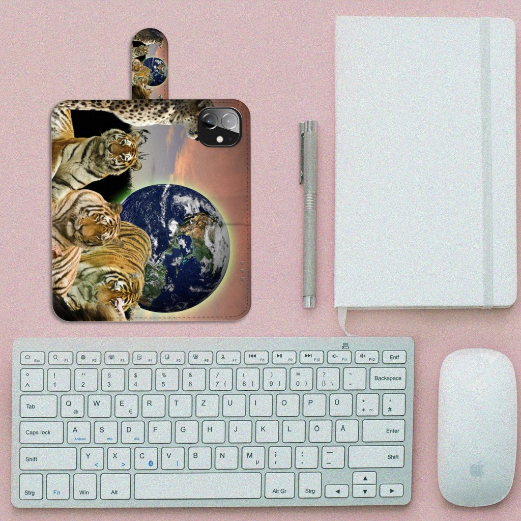 Apple iPhone 12 Mini Telefoonhoesje met Pasjes Roofdieren