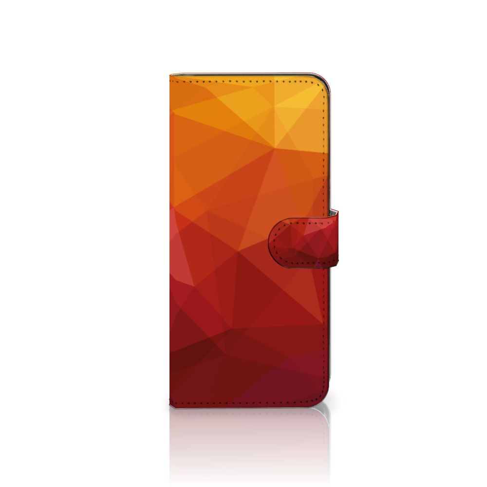 Book Case voor Samsung Galaxy A14 4G Polygon Red met een abstracte kleurenmix in rood en oranje.