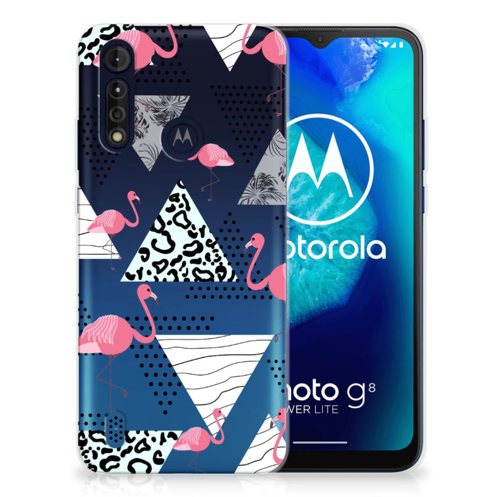 Motorola Moto G8 Power Lite TPU Hoesje Flamingo Triangle B2C Telecom