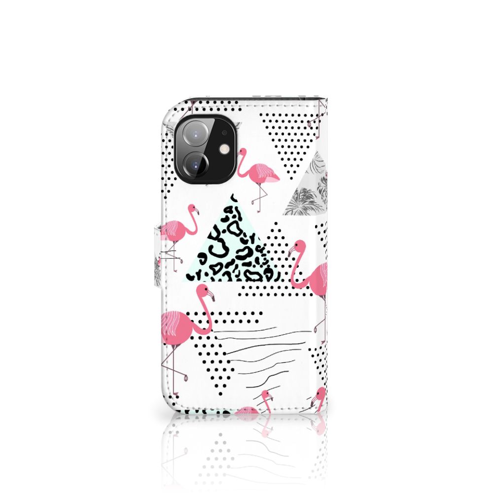 Apple iPhone 12 Mini Telefoonhoesje met Pasjes Flamingo Triangle