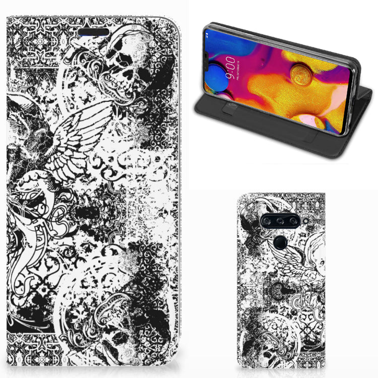 Mobiel BookCase LG V40 Thinq Skulls Angel