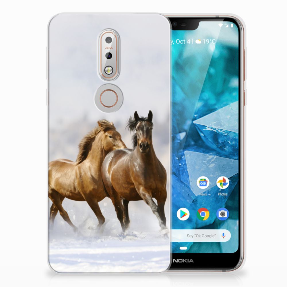 Nokia 7.1 TPU Hoesje Paarden