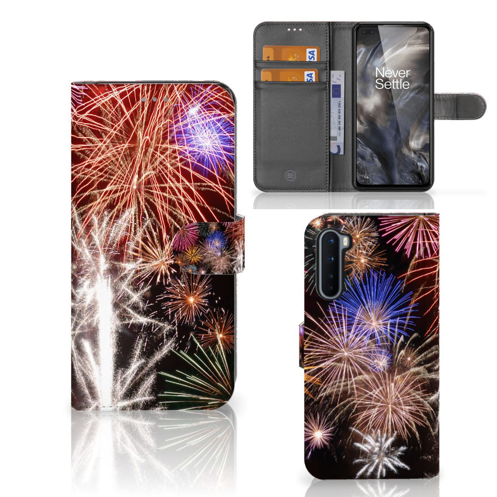OnePlus Nord Wallet Case met Pasjes Vuurwerk