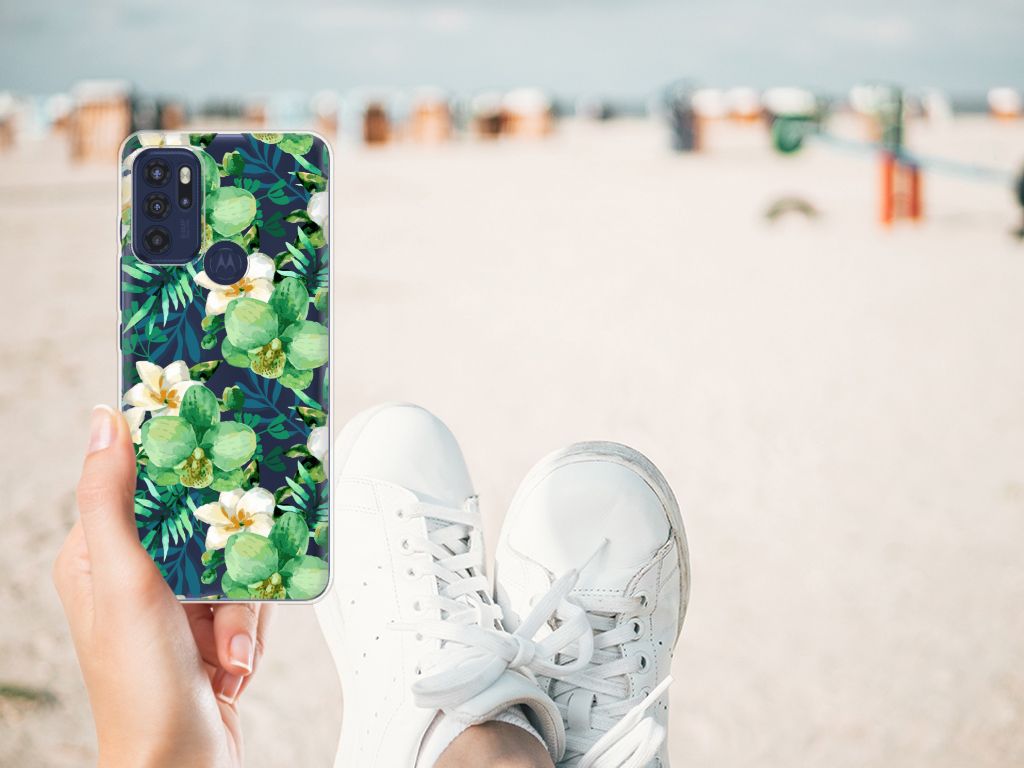 Motorola Moto G60s TPU Case Orchidee Groen B2C Telecom