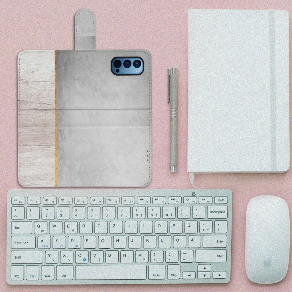 OPPO Reno 4 Pro 5G Book Style Case Wood Concrete