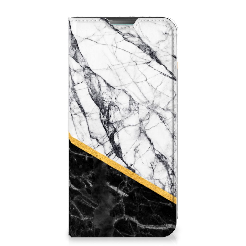 Nokia 3.4 Standcase Marmer Wit Zwart - Origineel Cadeau Man - B2C Telecom