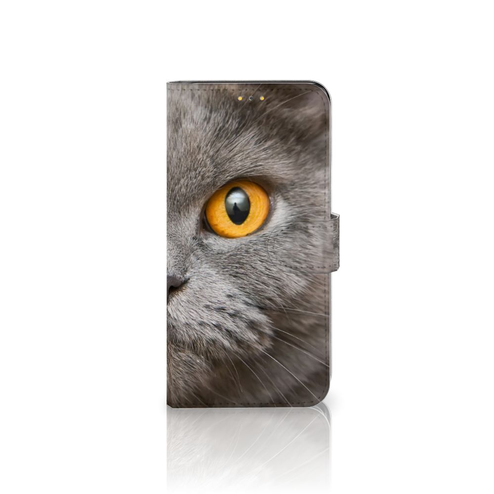 Telefoonhoesje met Pasjes Samsung Galaxy M21 | M30s Britse Korthaar met indrukwekkende kattenprint.