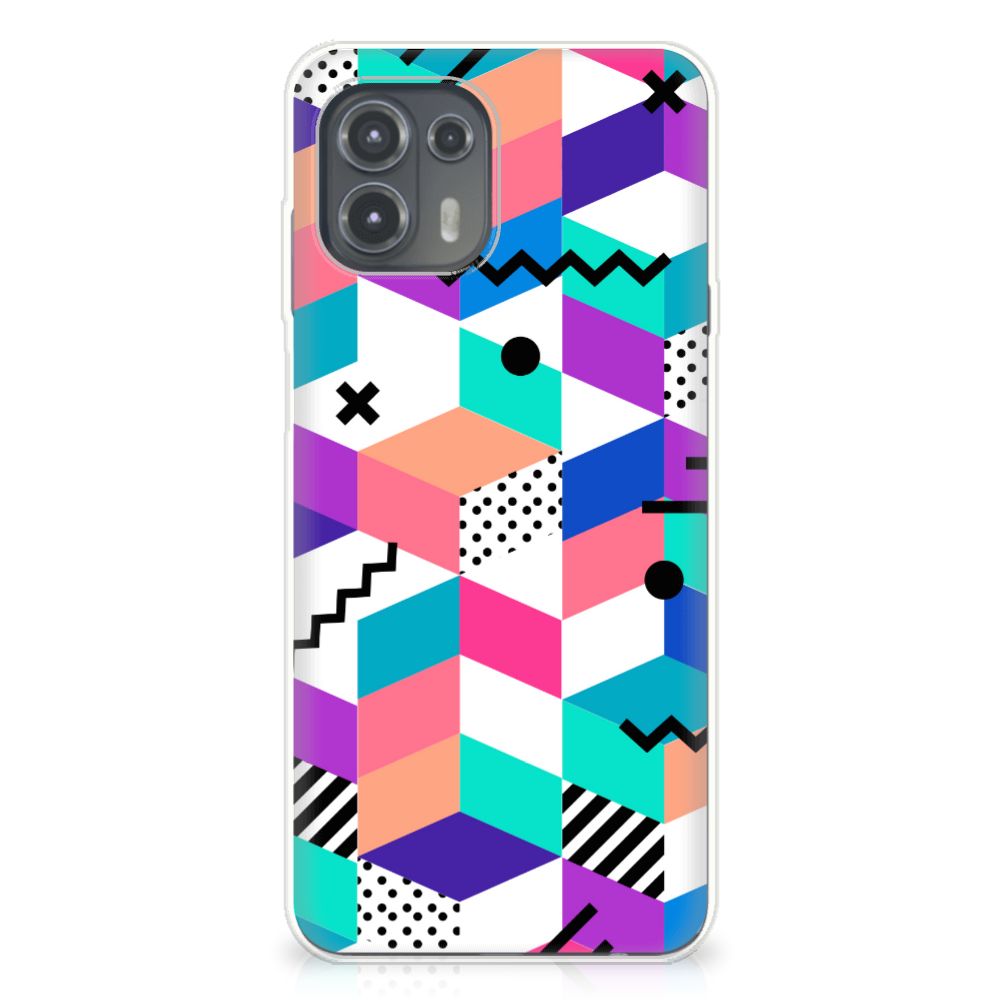 Motorola Edge 20 Lite TPU Hoesje Blokken Kleurrijk