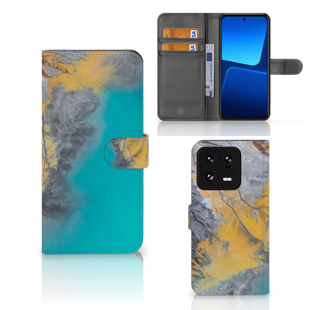 Xiaomi 13 Pro Bookcase Marble Blue Gold