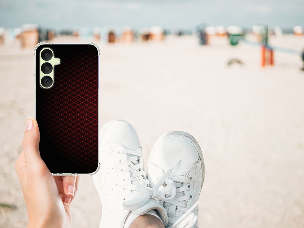 Samsung Galaxy A35 Doorzichtige Silicone Hoesje Geruit Rood B2C Telecom