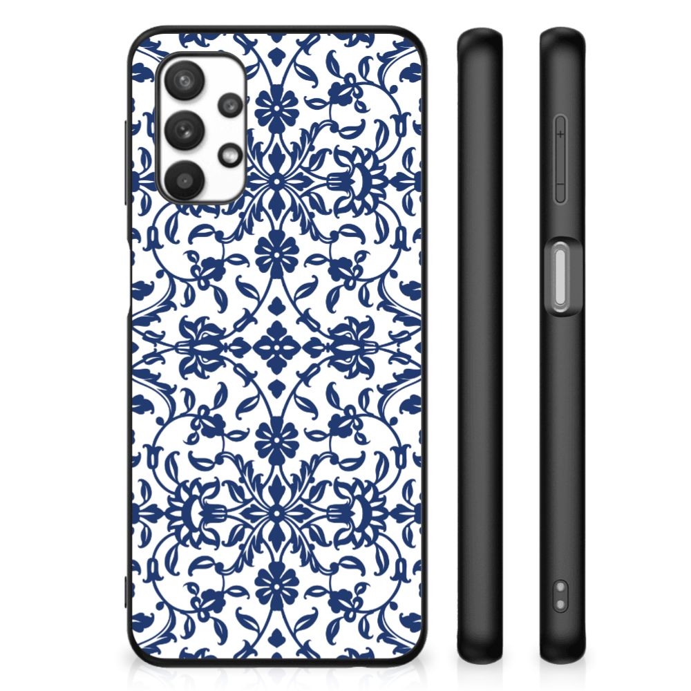 Samsung Galaxy A32 5G Bloemen Hoesje Flower Blue B2C Telecom