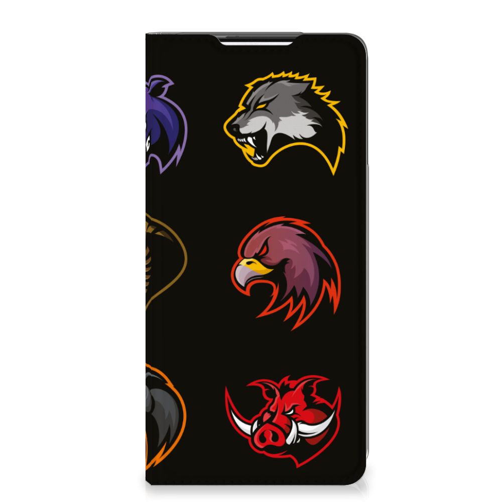 Samsung Galaxy S21 Plus Magnet Case Cartoon with colorful animal designs on a black background.