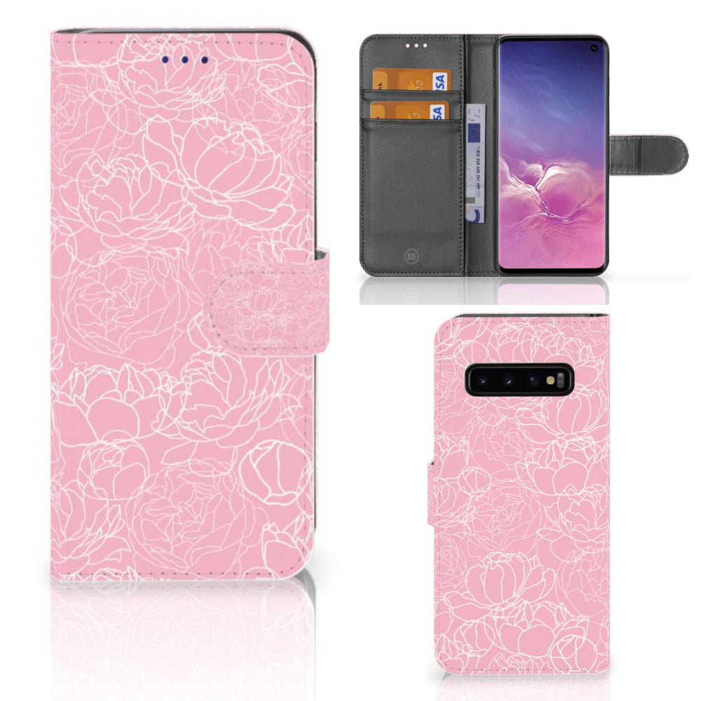 Samsung Galaxy S10 Hoesje White Flowers