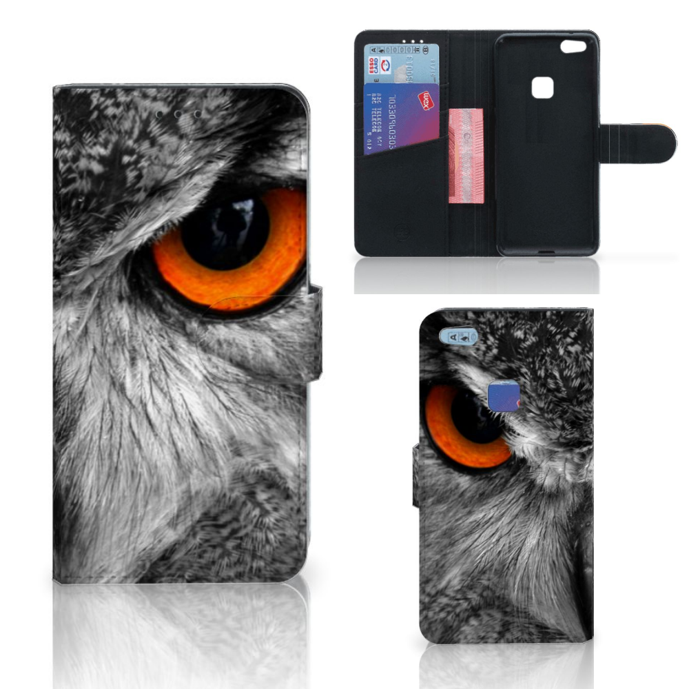 Huawei P10 Lite Telefoonhoesje met Pasjes Uil