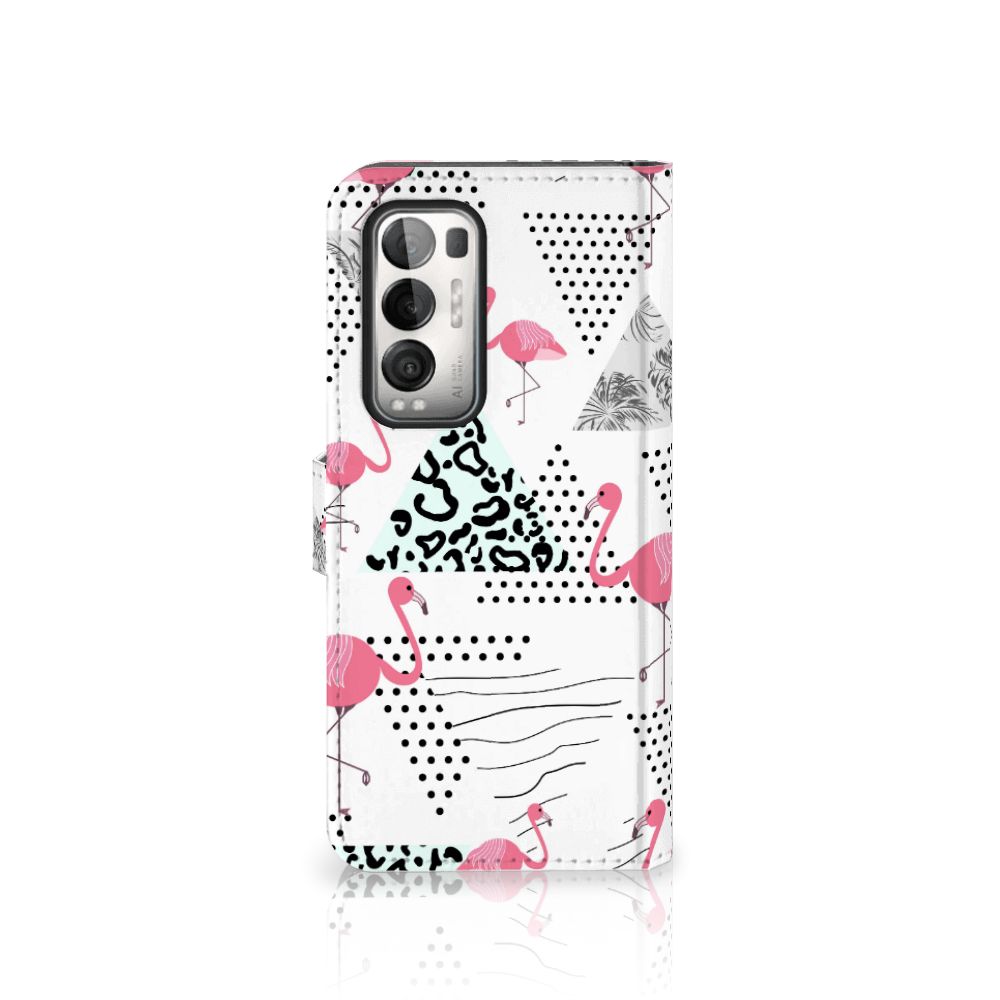 OPPO Find X3 Neo 5G Telefoonhoesje met Pasjes Flamingo Triangle