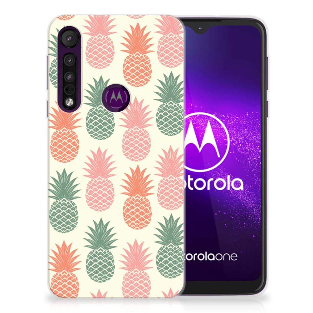 Motorola One Macro Siliconen Case Ananas