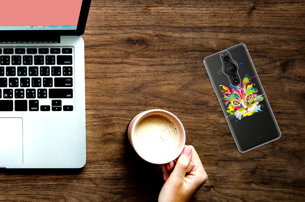 Sony Xperia Pro-I Telefoonhoesje met Naam Cat Color B2C Telecom