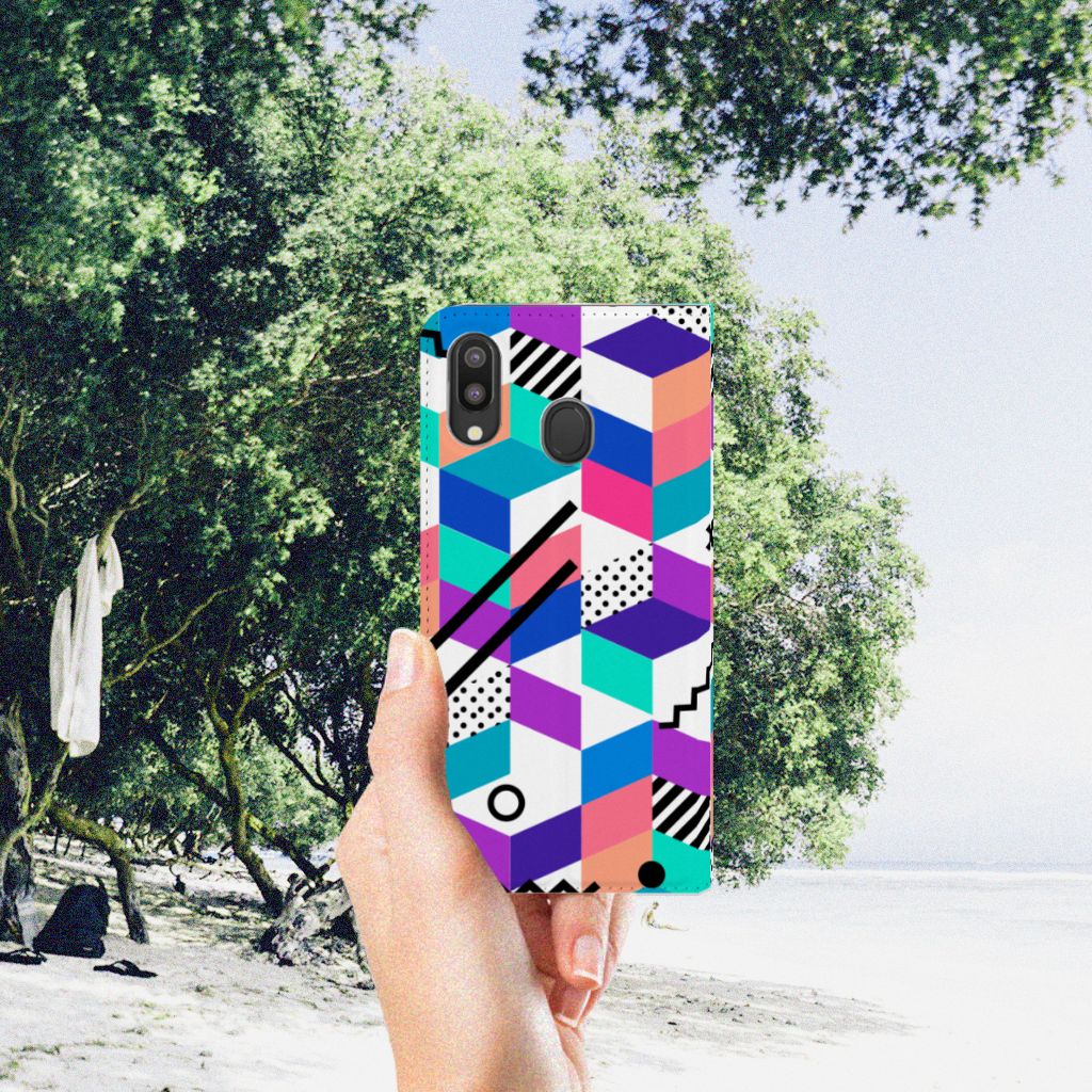 Samsung Galaxy M20 Stand Case Blokken Kleurrijk