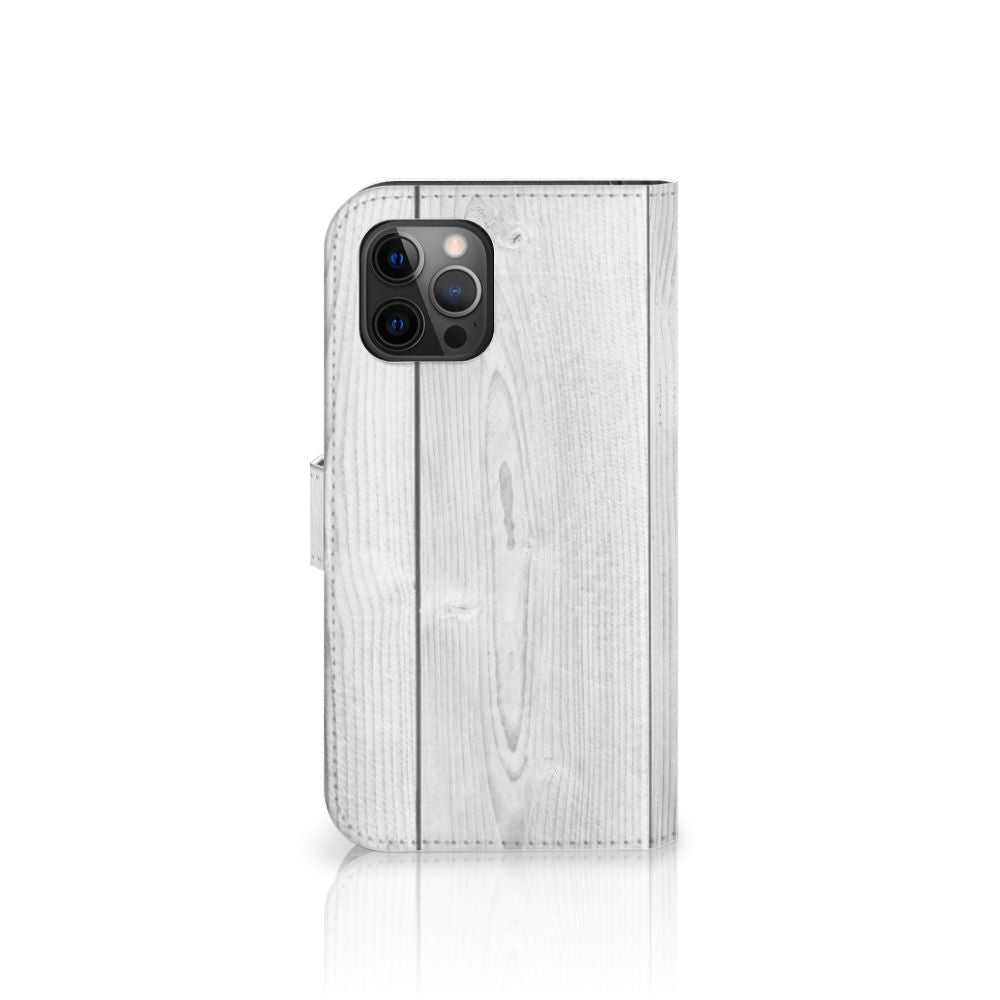 Apple iPhone 12 Pro Max Book Style Case White Wood