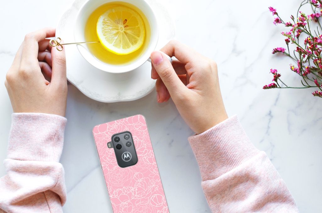 Motorola One Zoom TPU Case White Flowers