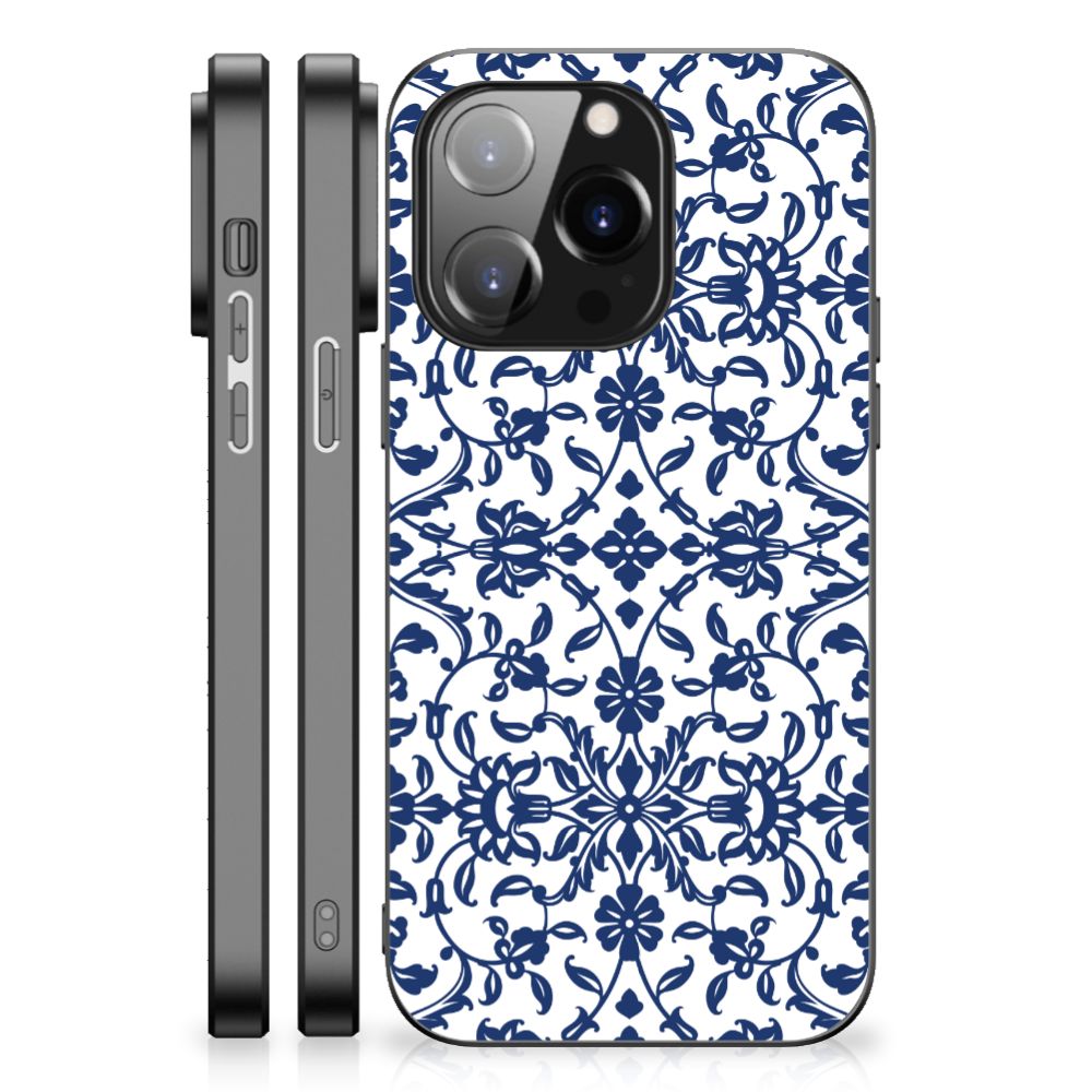 iPhone 14 Pro Bloemen Hoesje Flower Blue B2C Telecom