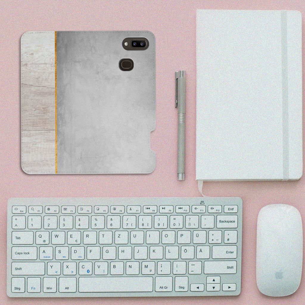 Samsung Galaxy A30 Book Wallet Case Wood Concrete