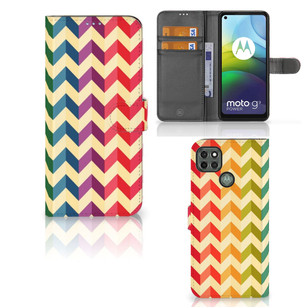 Motorola Moto G9 Power Telefoon Hoesje Zigzag Multi Color