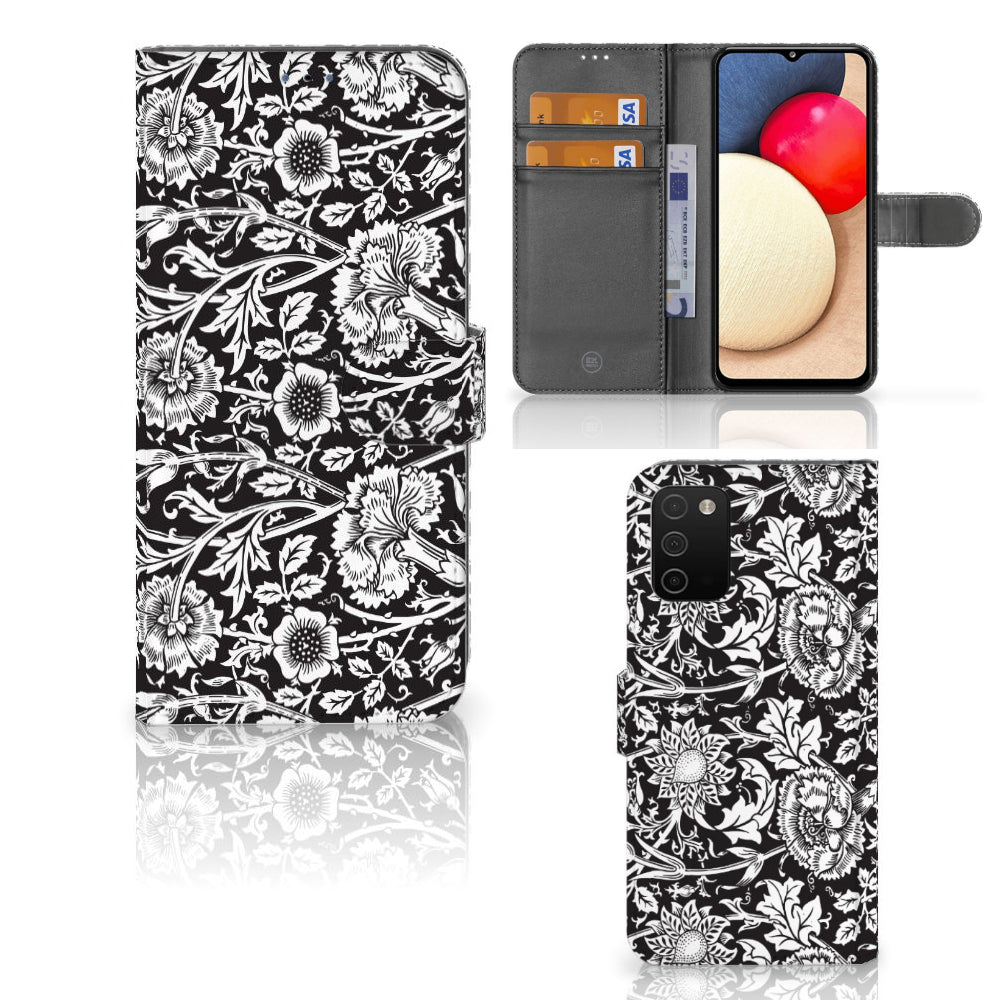 Samsung Galaxy A03s Hoesje Black Flowers