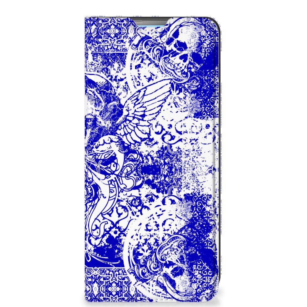 Mobiel BookCase OPPO A74 4G Angel Skull Blauw - B2C Telecom