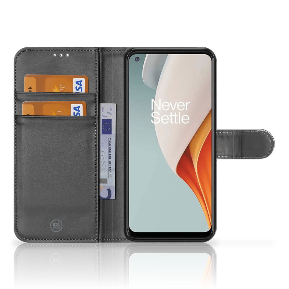 OnePlus Nord N100 Wallet Case met Pasjes Sports, open case showing card slots and phone screen.