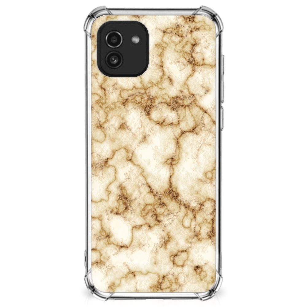 Samsung Galaxy A03 Anti-Shock Hoesje Marmer Goud B2C Telecom