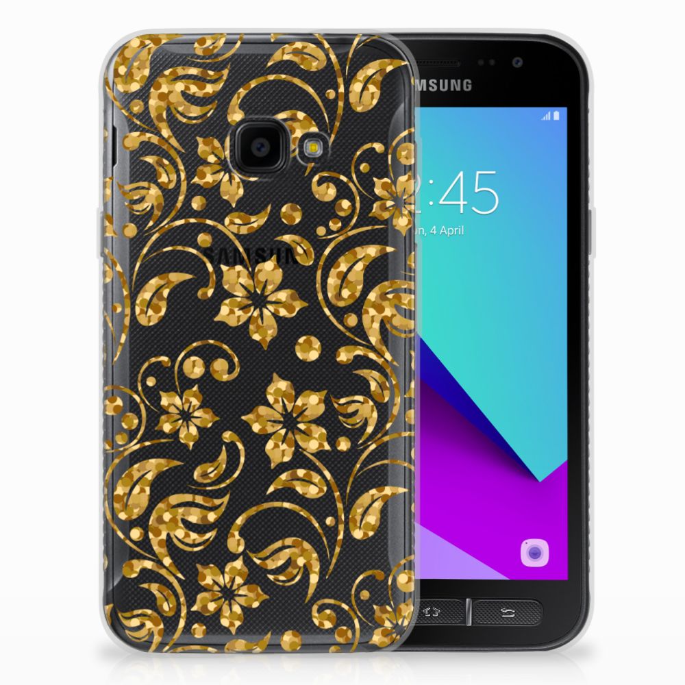 Samsung Galaxy Xcover 4 | Xcover 4s TPU Case Gouden Bloemen