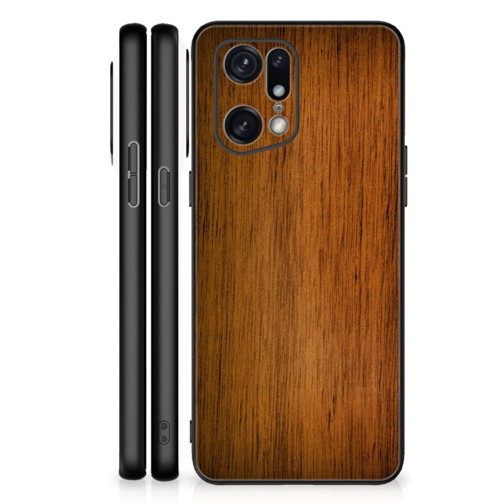 OPPO Find X5 Pro Houten Print Telefoonhoesje Donker Hout B2C Telecom