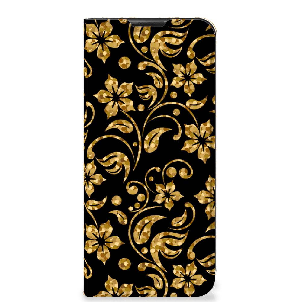 Motorola Moto G9 Play Smart Cover Gouden Bloemen - B2C Telecom