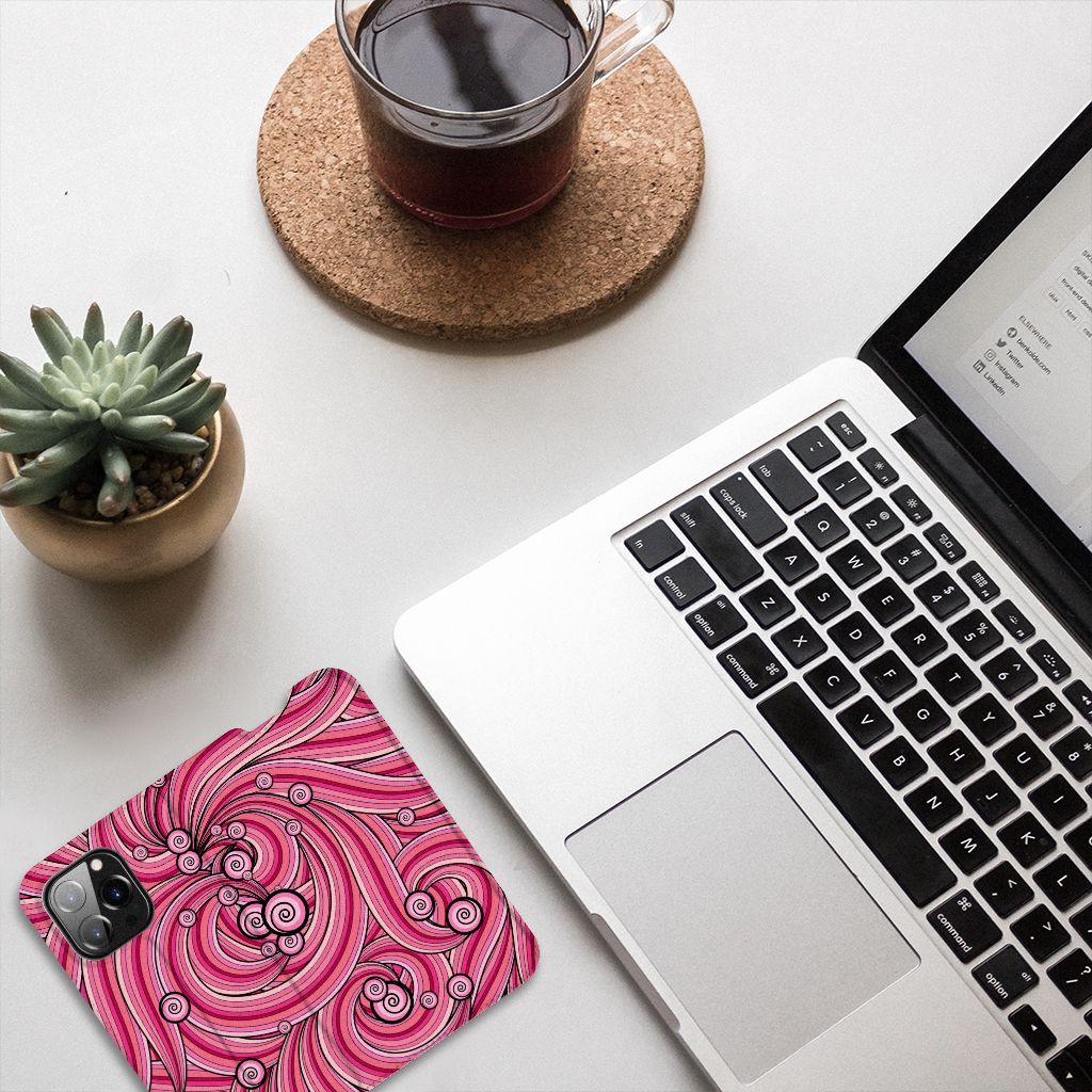 iPhone 14 Pro Bookcase Swirl Pink