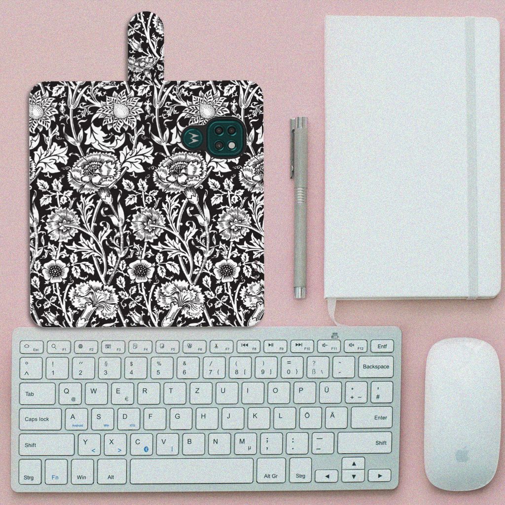 Motorola Moto G9 Play | E7 Plus Hoesje Black Flowers