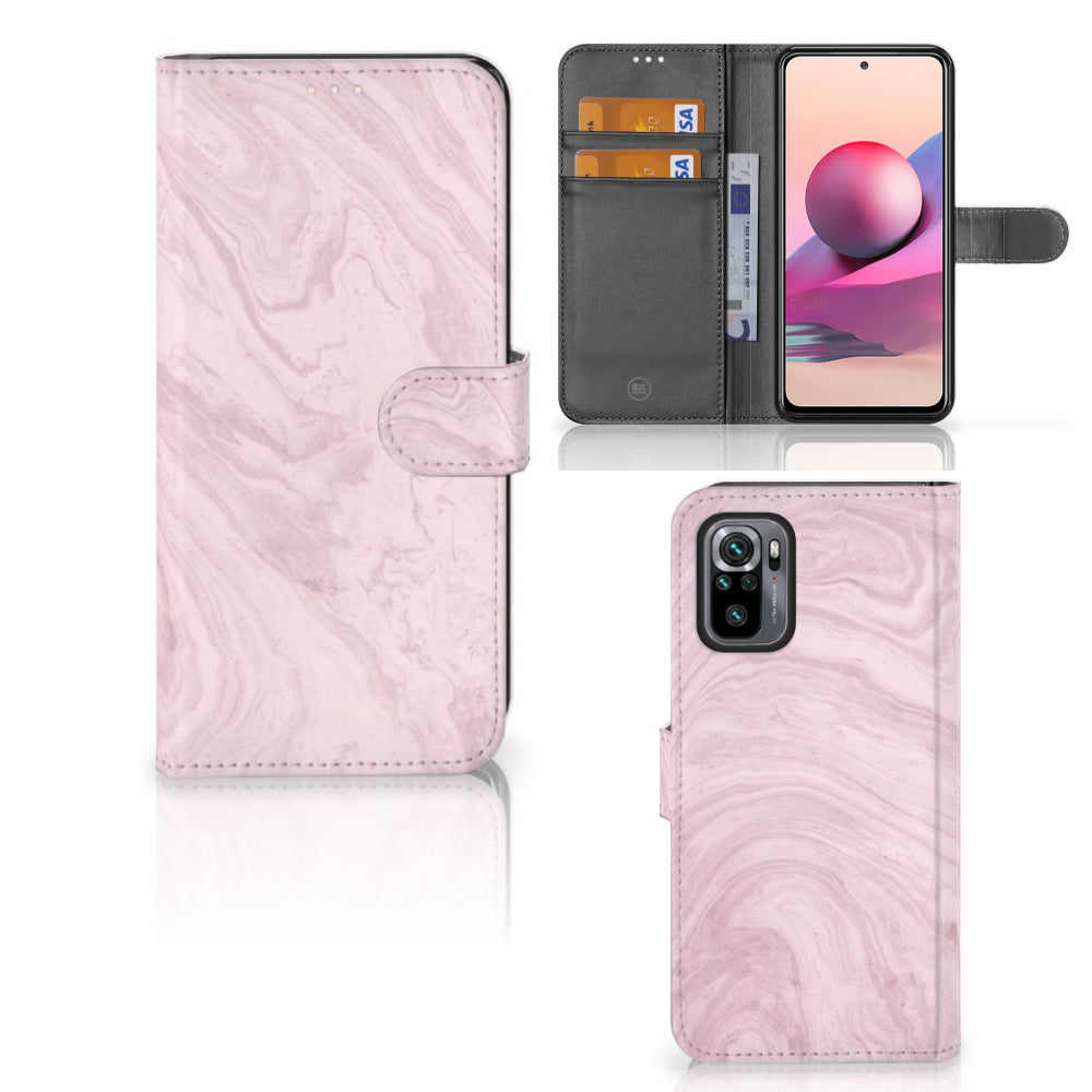 Xiaomi Redmi Note 10S | 10 4G | Poco M5s Bookcase Marble Pink - Origineel Cadeau Vriendin