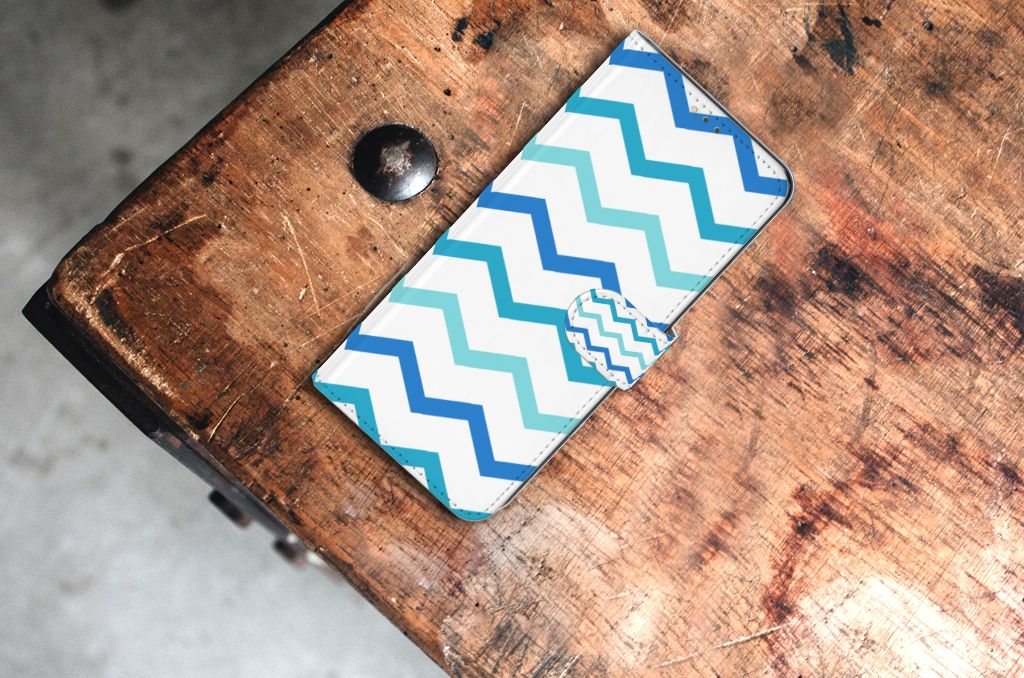 Nokia 5.3 Telefoon Hoesje Zigzag Blauw
