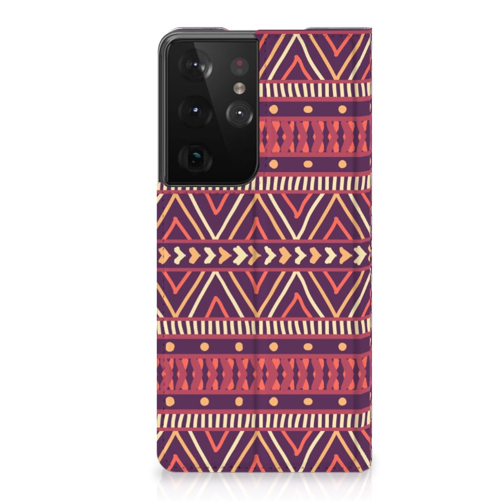 Samsung Galaxy S21 Ultra Hoesje met Magneet Aztec Paars - B2C Telecom