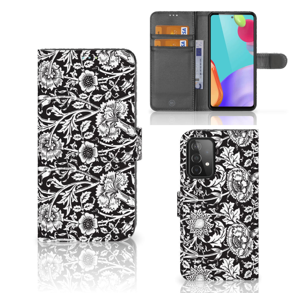 Samsung Galaxy A52 Hoesje Black Flowers