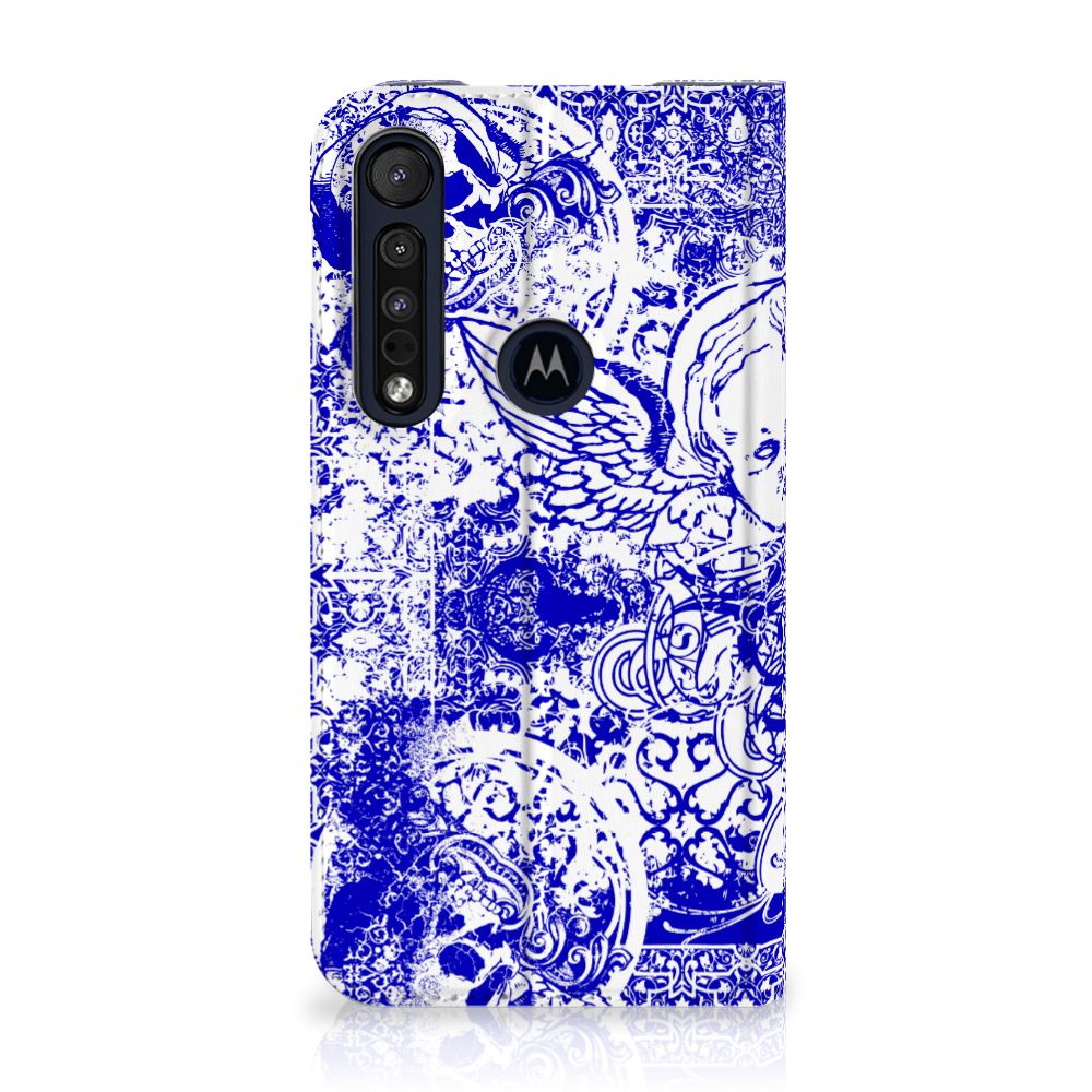 Mobiel BookCase Motorola G8 Plus Angel Skull Blauw - B2C Telecom