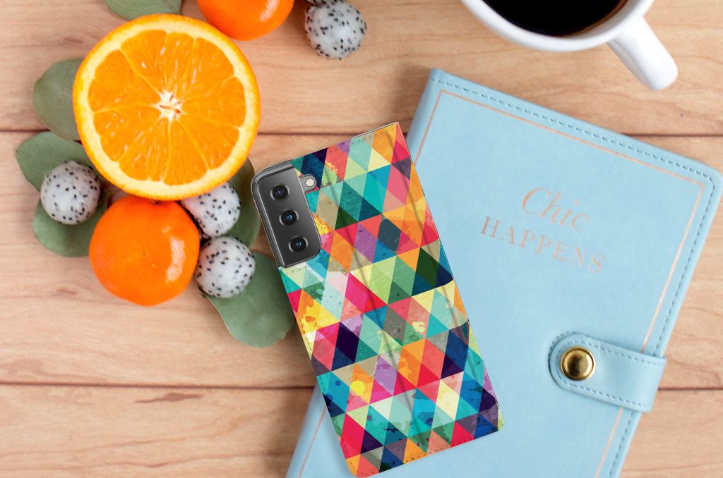 Samsung Galaxy S21 Plus Hoesje met Magneet Geruit - B2C Telecom